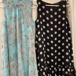 EUC Two Tommy Hilfiger Dresses, Aqua Floral, 10P and Black/White Polka Dot, 10